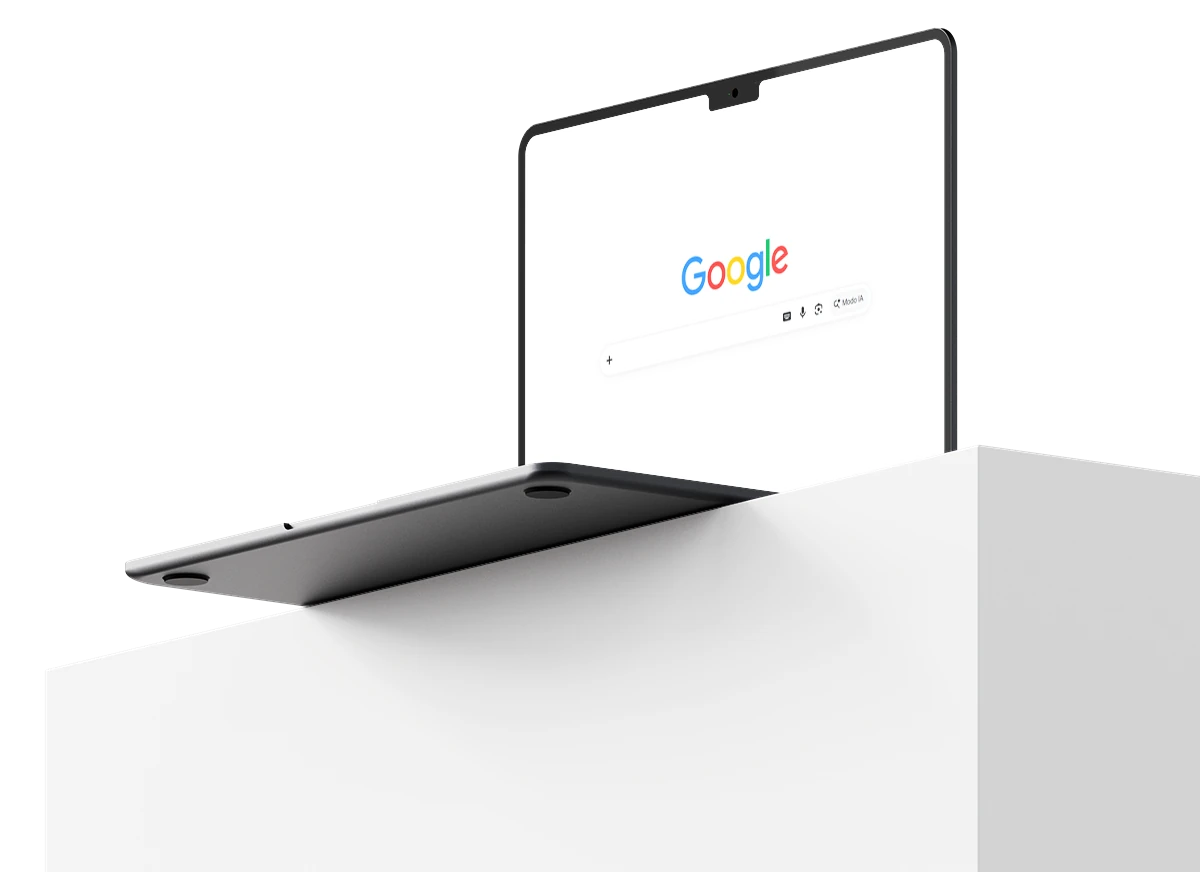 Notebook com a página de pesquisa do Google